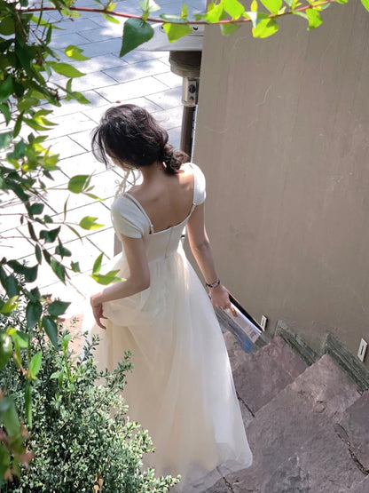 maoxiangshop Elegant Sweet Lace Formal Prom Dresses Women Summer Wedding Party Bridesmaid Clothes Korean Style Evening Midi Dress Female