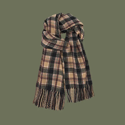 maoxiangshop New Imitation Cashmere Women Scarf Winter Preppy Style Vintage Plaid Scarve Pashmina Mujer Foulard Blanket Wrap Shawl Pareo