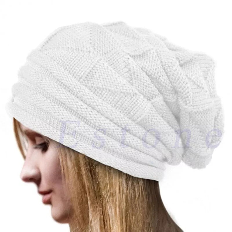 maoxiangshop Knitted Baggy Beanie Oversized Winter Hat Ski Slouchy Cap Skullies Beanies Women Men Winter Wool Warm Cap Beanies Unisex