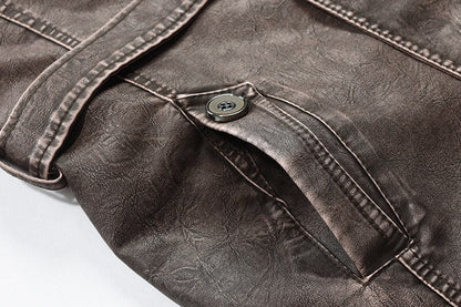 maoxiangshop Faux Leather Jackets Men High Quality Classic Motorcycle Bike Cowboy Jacket Coat Male Plus Velvet Thick Coats L-3XL