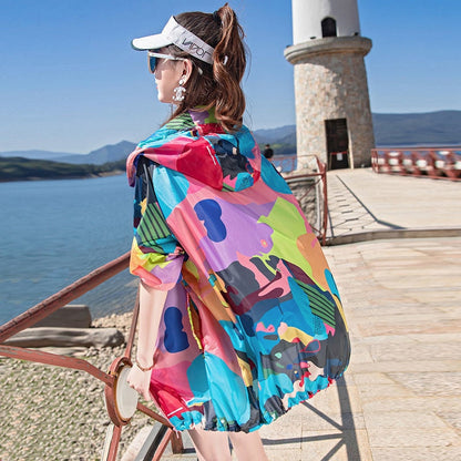 maoxiangshop Female Summer New Camouflage Thin Sun Protection Clothing Women Short Anti-Ultraviolet Korean Sun Protection Clothing