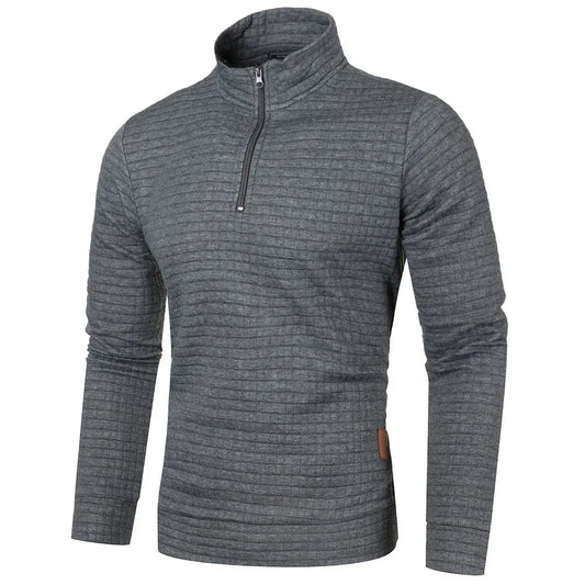 maoxiangshop Autum Men's Solid Color Sweatshirt New Oversize Half Zipper Pullover Warm Sweater Jogger Sport Tops
