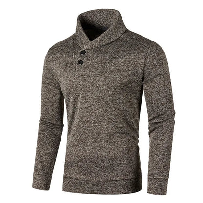 maoxiangshop Sweatwear Half Turtleneck Mens Sweaters Button Neck Solid Color Warm Slim Thick Sweatshirts Winter Pullover Men