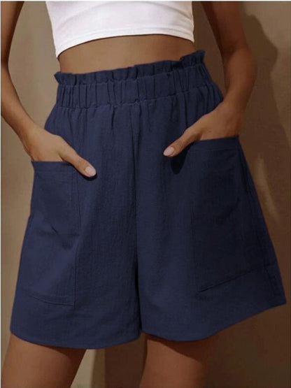 Summer New Women's Cotton and Linen High-waisted Shorts Fashion Large Size Comfortable Loose Wide-leg Casual Shorts