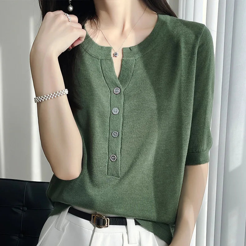 maoxiangshop New Summer Fashion Cashmere short sleeve Sweater Women Knitted Short Sleeve Women Cashmere Sweater