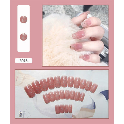 24Pcs Naked Pink French White Side False Nails Short Simple Nail Beauty Press on Fake Nails Full Cover Artificial Nails Tips