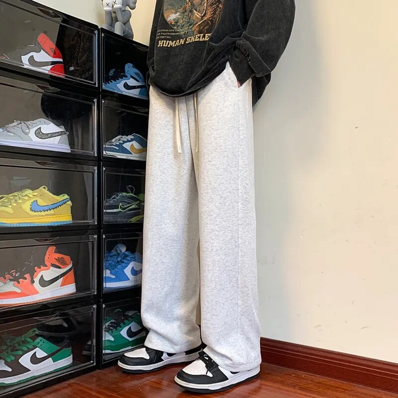 maoxiangshop Autumn Sweatpants Men Straight Casual Pants Male Korean Loose Drawstring Pants Men's Joggers Sports Streetwear Trousers