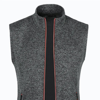 maoxiangshop Autumn and Winter Men's Knitted Velvet Fashion Casual Top Zipper Vest Sleeveless High Neck Fleece Solid Color Men's Wear