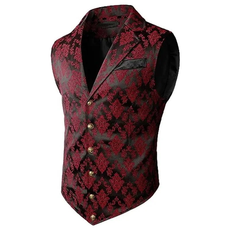 maoxiangshop Jacket Gotinc Mens Victorian Suit Vest Steampunk Gothic Waistcoat Men's Casual Vest Stage Performance Costume Wed Evening Dress