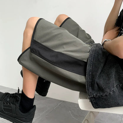 maoxiangshop Summer Thin Running Shorts for Men Casual Jogging Sport Short Pants Patchwork Drawstring Quick Dry Sports Shorts