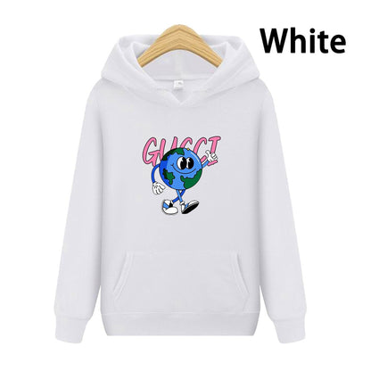 Earth Pattern Print Hoodies Autumn Winter Women's Fashion Versatile Multicolor O-Neck Sweatshirts Sweet Lovely Loose Fleece Tops