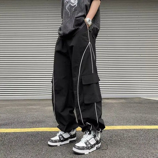 maoxiangshop Oversized Black Sweatpants Men Side Stripe Basic Cargo Pants Lady Y2K Streetwear Baggy Jogger Men Women Casual Korean Fashion