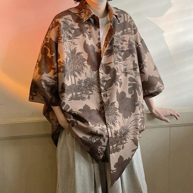 maoxiangshop Shirts Men Retro Handsome Hawaiian Stylish Breathable Baggy Casual  Hip Hop Streetwear Popular Summer Рубашки Clothing