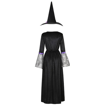 maoxiangshop  -  Witch Costume Women Long Sorceress Classic Dress Adult Renaissance Outfits Halloween Dress-up Disguise Role Playing Party Outfit