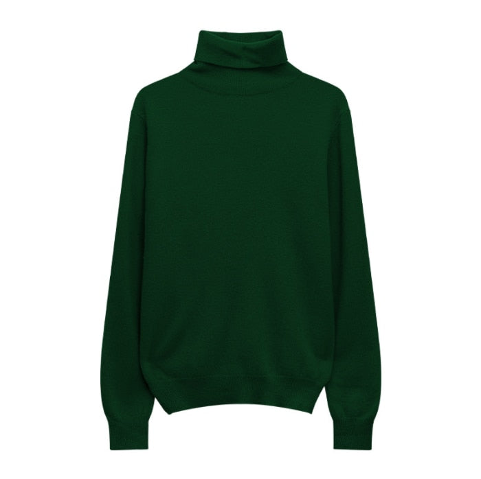 maoxiangshop Winter High Quality Wwomen's Wool Sweater Solid Color High-neck Pullover Long-sleeved Knit Top