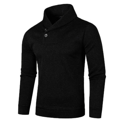 maoxiangshop Sweatwear Half Turtleneck Mens Sweaters Button Neck Solid Color Warm Slim Thick Sweatshirts Winter Pullover Men