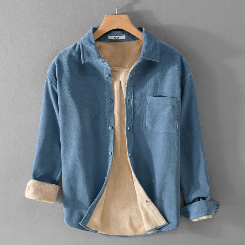 maoxiangshop Italy Quality Brand Shirts For Men Fashion Cotton Corduroy Warm Long-sleeve Thickened Plus Size Top Clothes Camisa