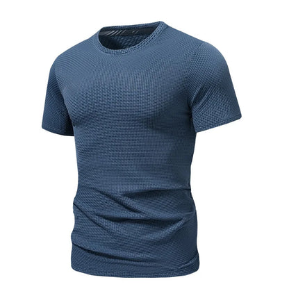 maoxiangshop Summer Ice Silk Streetwear Mens Short Sleeve Solid Color T-Shirts Breathable Basic T-shirt Beach  Lightweight T Shirt Homme