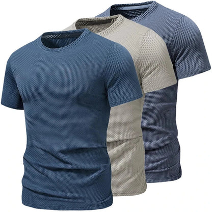 maoxiangshop Summer Ice Silk Streetwear Mens Short Sleeve Solid Color T-Shirts Breathable Basic T-shirt Beach  Lightweight T Shirt Homme