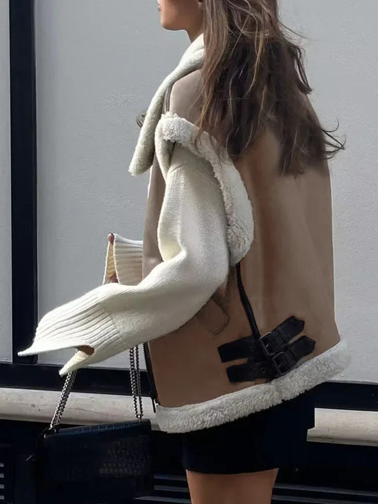 maoxiangshop  -  Women Autumn Faux Fur Vest Coat Warm Vintage Female Vests Coat Nude Zipper Sleeveless Jacket New in Outerwears