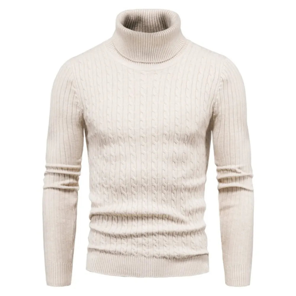 maoxiangshop Autumn Winter Turtleneck Pullovers Warm Solid Color Men's Sweater Slim Pullover Men Knitted Sweaters Bottoming Shirt