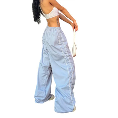 Y2K women vintage Baggy Cargo Pants for Women Drawstring Elastic Low Waist Parachute Pants Sweatpants Loose Hippie Pant Trousers