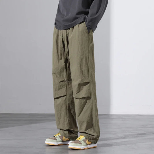 maoxiangshop Parachute Pants for Men's Summer Slim American Loose Fitting Straight Tube Workwear Casual Pants