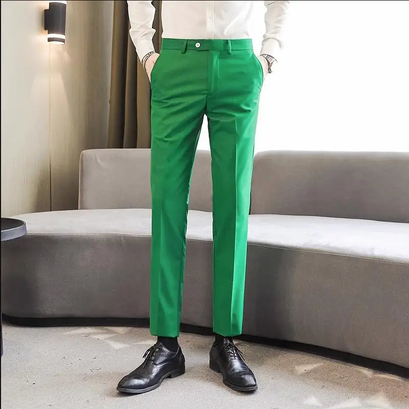 maoxiangshop Mens Pure Color Tailoring Pants Business Occupation Slim Fit Dress Office Trousers Man Dress Formal Suit Pants Casual for Men