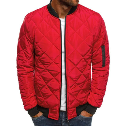 maoxiangshop Winter New Cotton Jacket Men's Baseball Collar Mesh Pressed Lightweight Cotton Jacket Vintage Flight Casual Long Sleeve