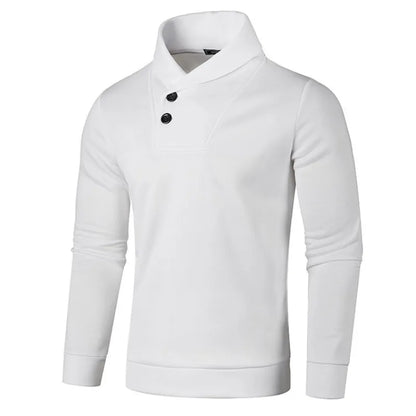 maoxiangshop Sweatwear Half Turtleneck Mens Sweaters Button Neck Solid Color Warm Slim Thick Sweatshirts Winter Pullover Men