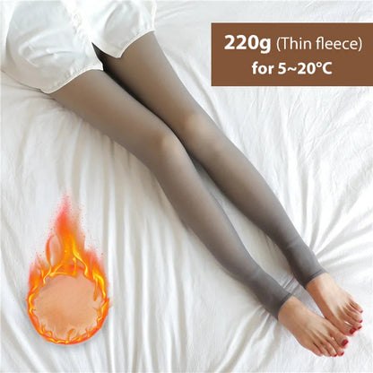 maoxiangshop Winter Warm Tights Pantyhose Women Fleece Socks High Waist Thermal Stocking Insulated Pants Fake Translucent Leggings Tights