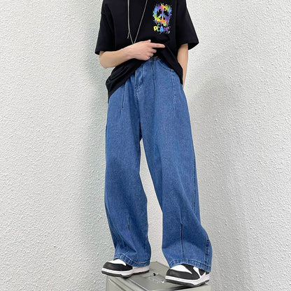 maoxiangshop Men Wide Leg Jeans Loose Straight Baggy Denim Pant Men's Women's Streetwear Skateboard Pants Oversized Hip Hop Casual Trousers