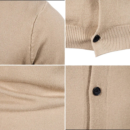 maoxiangshop Autumn Men's Knitted Cardigan Thin V-neck Basic Elastic Slim Fit Thin Sweater Solid Color Casual Versatile Coat
