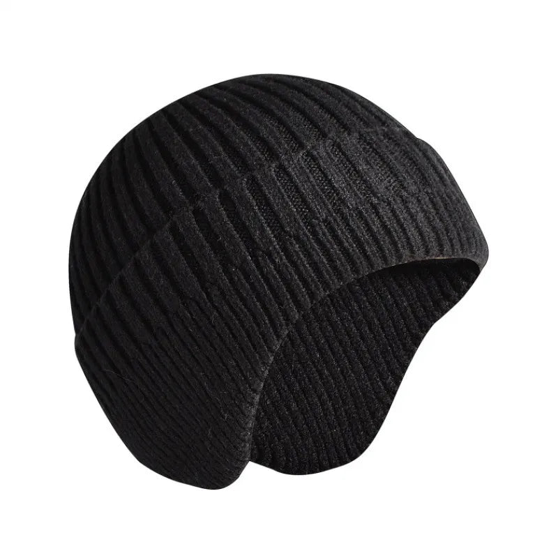 maoxiangshop Solid Knitted Hat Winter Imitation Rabbit Fleece Hats for Men Warm Ear Caps Autumn Beanie Hat Men's Winter Cap