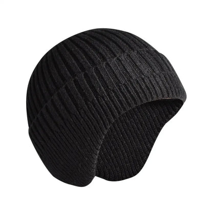 maoxiangshop Solid Knitted Hat Winter Imitation Rabbit Fleece Hats for Men Warm Ear Caps Autumn Beanie Hat Men's Winter Cap