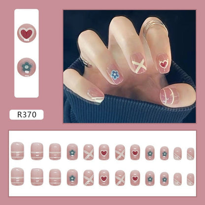 24Pcs Naked Pink French White Side False Nails Short Simple Nail Beauty Press on Fake Nails Full Cover Artificial Nails Tips