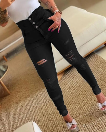 maoxiangshop Pencil Pants Jeans Women Pencil Pants Bodycon High Waist Casual Long Pant Sheath Denim Trousers Tie Y2k Trouser Spring 2024