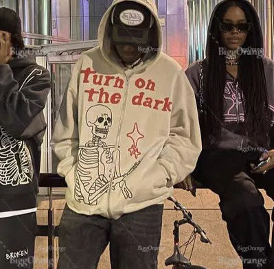maoxiangshop Harajuku 3D Skull Puff Print Hoodies Oversized Streetwear Men High Quality Cotton Liner Sweatshirt Top Women Couples Y2k Clothes