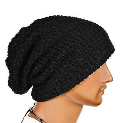 maoxiangshop Men Women Beanie Knit Crochet Black Gray Hat Autumn Winter Soft Warm Loose Cap Skull Ski Hat Dance Bonnet Casual Fashion Cap