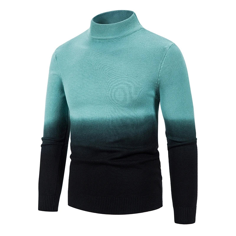 maoxiangshop Autumn and Winter New Men's Half High Neck Slim Fit Knitwear Trend Gradual Overlay Soft Fit Thin Sweater
