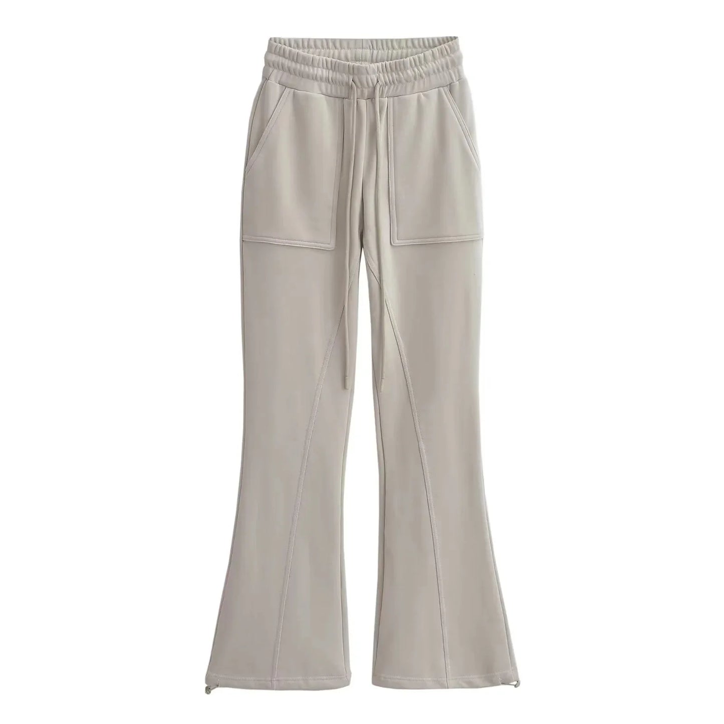 maoxiangshop -  Lace Up Loose Cargo Pants Women High Waist Fashion Pocket Baggy Sweatpants Women's Solid Streetweat Woman Autumn New