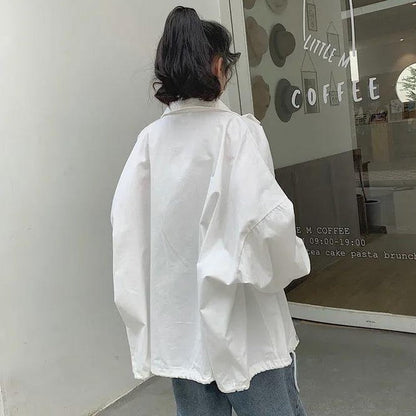 maoxiangshop Women Basic Jackets Solid Turn-down Collar All-match Bf Harajuku Batwing Sleeve High Street Casual Teens Sun Protection Hot Sale