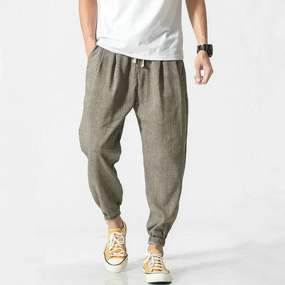 maoxiangshop Cotton Linen Casual Harem Pants Men Joggers Man Summer Trousers Male Chinese Style Baggy Pants Harajuku Clothe
