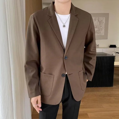 maoxiangshop WELL DRESSED MEN Shoulder Padded Blazer Men Slim Fit Fashion Social Mens Dress Jacket Korean Casual Suit Jacket Mens Office Formal Jackets Coat