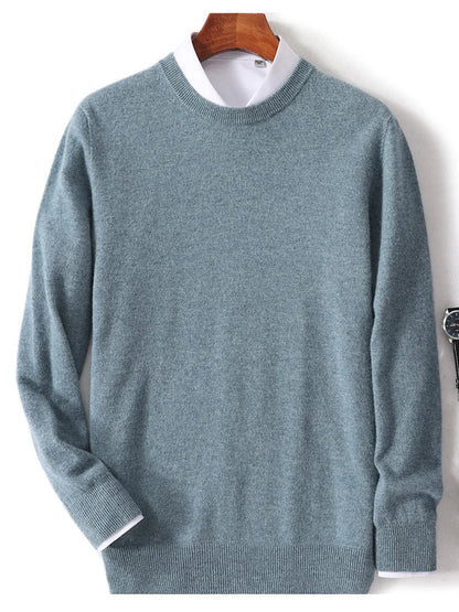 maoxiangshop Autumn and Winter New First-line Ready-to-wear Men's 100% Pure Wool Sweater Round Neck Loose Warm Solid Color Pullover