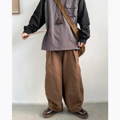 maoxiangshop Japanese Oversize Pant Men Women Spring Autumn Casual Wide-leg Trousers Vintage Simple Straight-leg Baggy Pant Harajuku Unisex