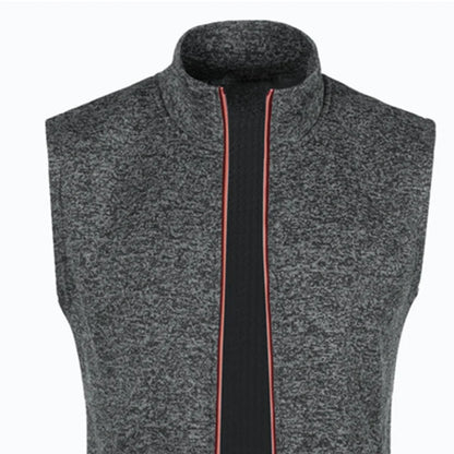 maoxiangshop Autumn and Winter Men's Knitted Velvet Fashion Casual Top Zipper Vest Sleeveless High Neck Fleece Solid Color Men's Wear