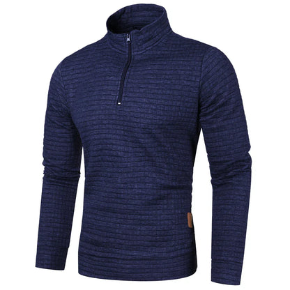 maoxiangshop Autum Men's Solid Color Sweatshirt New Oversize Half Zipper Pullover Warm Sweater Jogger Sport Tops