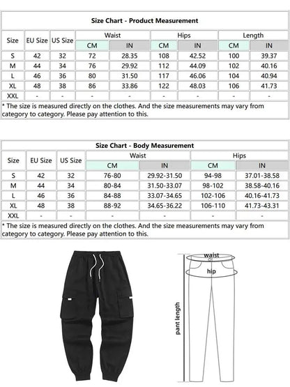 maoxiangshop Men's Cargo Pant Solid Mid-waist Elastic Tooling Trousers Techwear Sweatpants with Flap Pocket Drawstring Beam Feet Pants