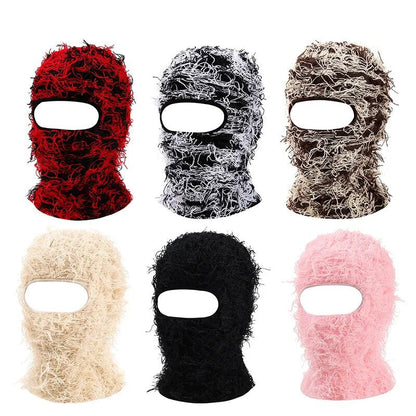 maoxiangshop Balaclava Distressed Knitted Full Face Ski Mask for Men Women Beanies Hats Skullies Camouflage Winter Warm Bonnet Windproof Hats